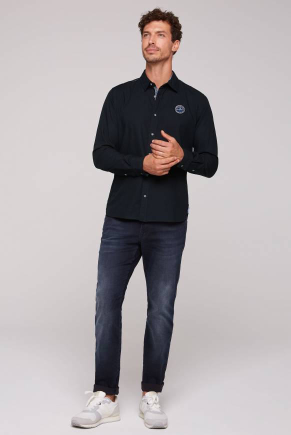 Soccx Langarmhemd mit Strukturstreifen blue navy Hotsell
