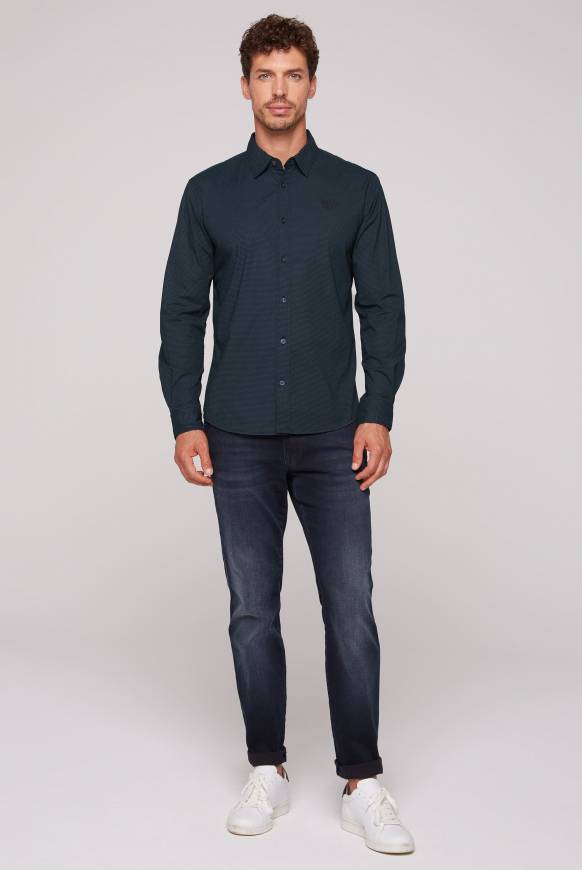 Soccx Langarmhemd mit filigranen All Over Print blue navy Fabrikverkauf