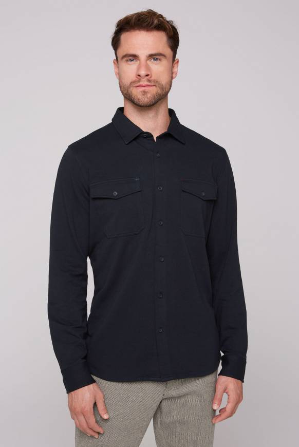 Soccx Langarmhemd mit Klappentaschen blue navy Kostenloser Versand