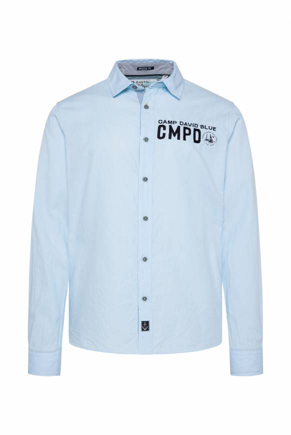 Soccx Oxford-Langarmhemd mit Logo-Stickereien summer blue Limitierter Zeitrabatt