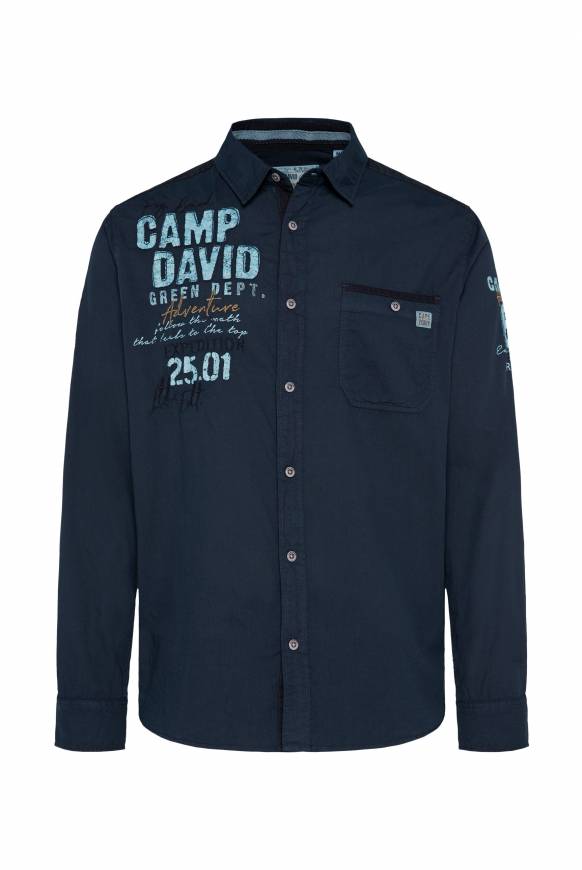Soccx Langarmhemd mit Logo-Stickereien blue navy Fabrik Onlineshop