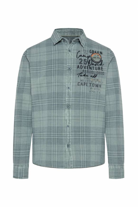 Soccx Karohemd mit Label-Applikationen teal Sonderangebot
