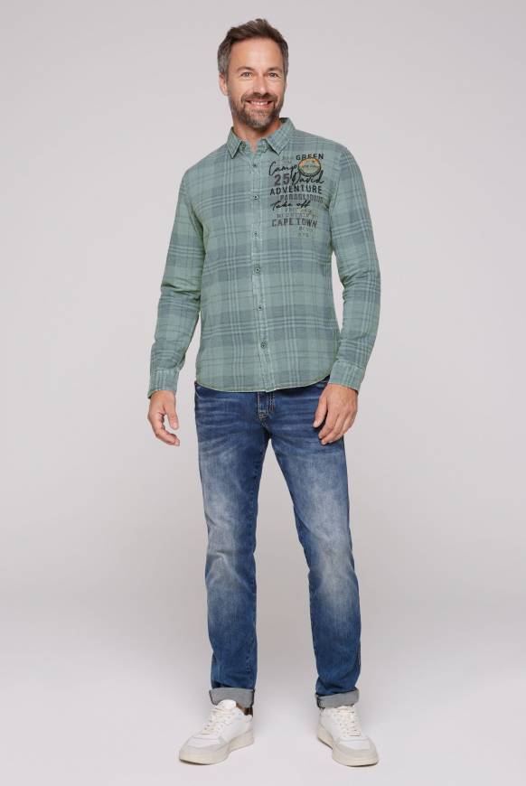 Soccx Karohemd mit Label-Applikationen teal Sonderangebot