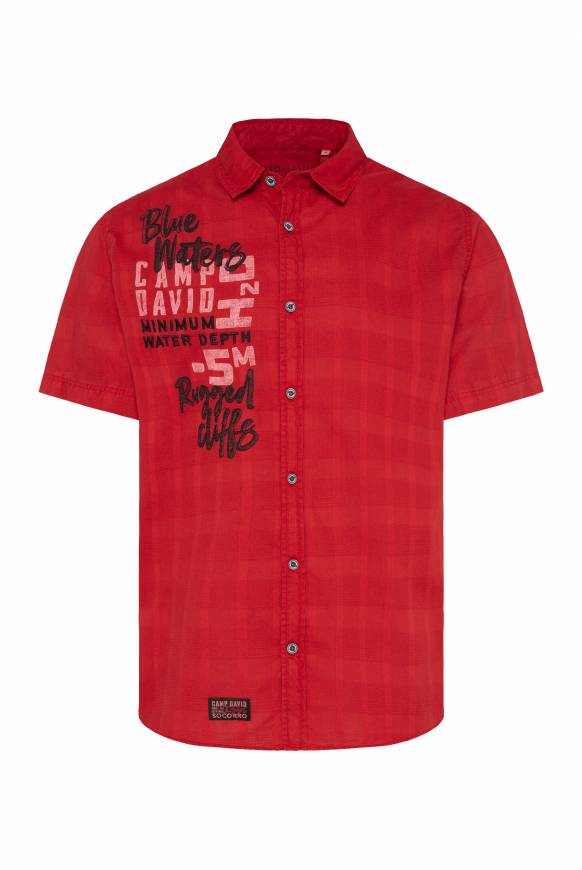 Soccx Karohemd mit Print und Stickereien royal red Großer Ausverkauf