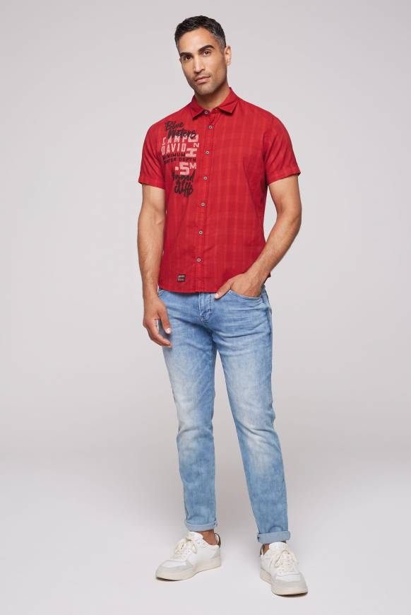 Soccx Karohemd mit Print und Stickereien royal red Großer Ausverkauf