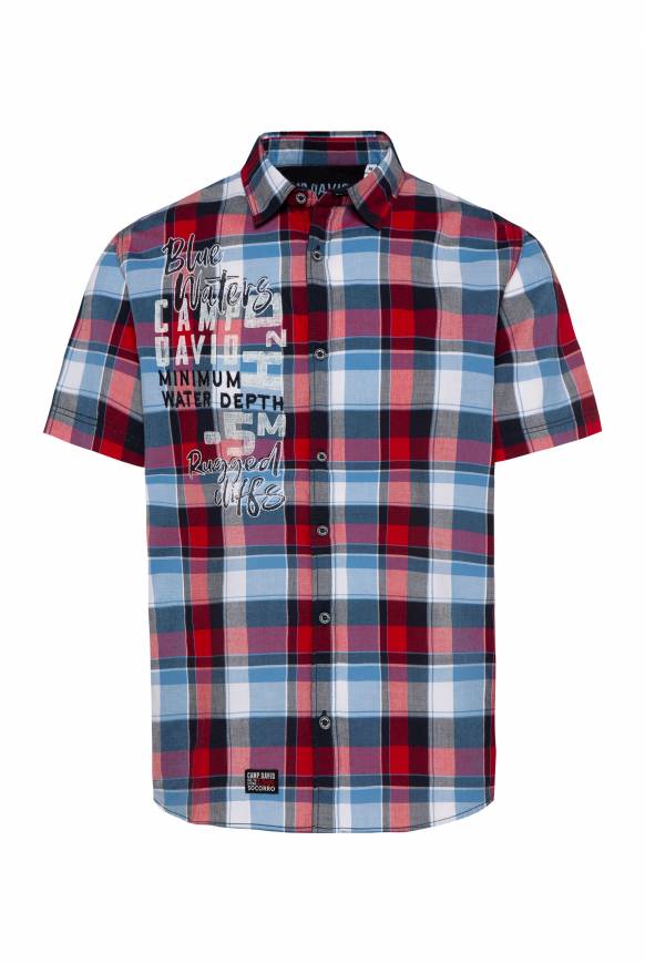 Soccx Karohemd mit Print und Stickereien royal red check Flash Sale