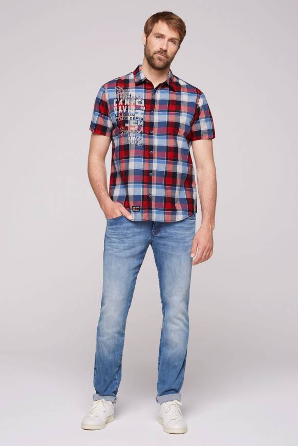 Soccx Karohemd mit Print und Stickereien royal red check Flash Sale