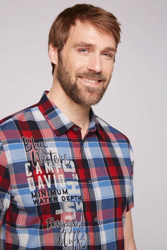 Soccx Karohemd mit Print und Stickereien royal red check Flash Sale