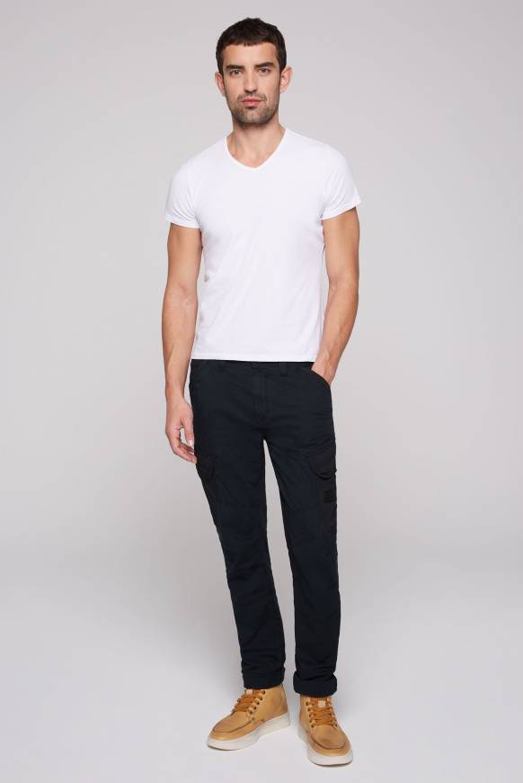Soccx Cargohose mit Taschen im tonigen Materialmix blue navy Blitzangebot