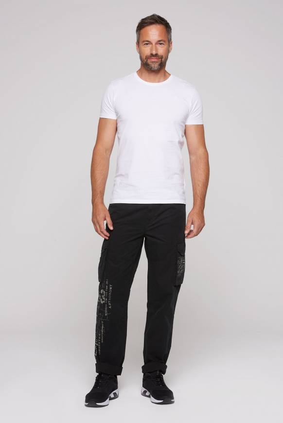 Soccx Leichte Cargohose mit Label Prints black Große Rabatte