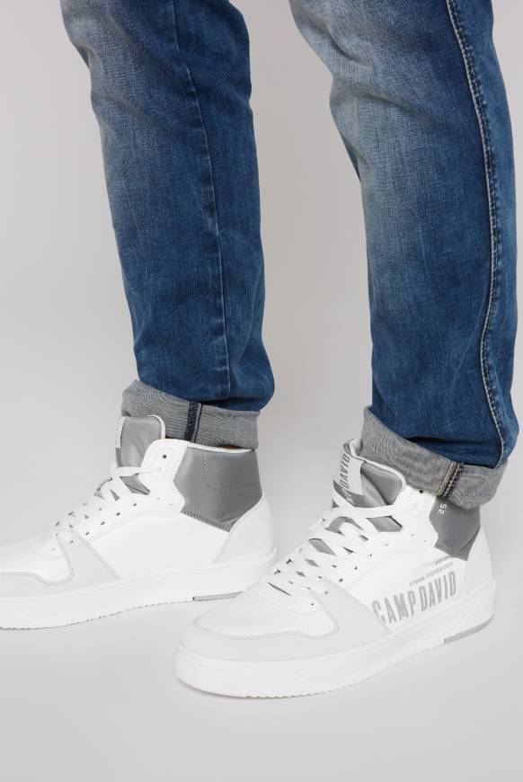 Soccx Hightop Sneaker im Materialmix mit Rubber Logos white Black Friday Preise