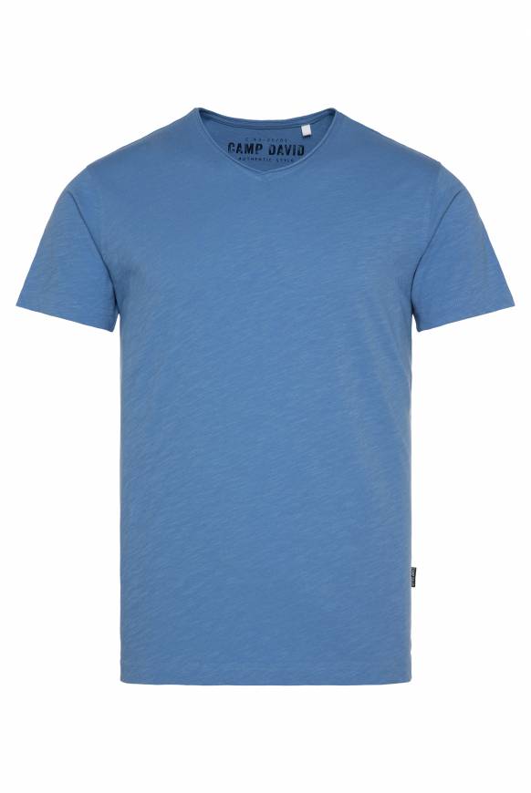 Soccx Basic T-Shirt V-Neck mit Used-Kante sky blue Online