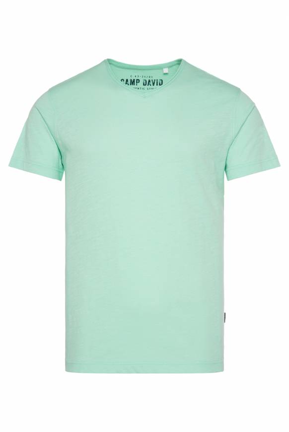 Soccx Basic T-Shirt V-Neck mit Used-Kante sun aqua Outlet