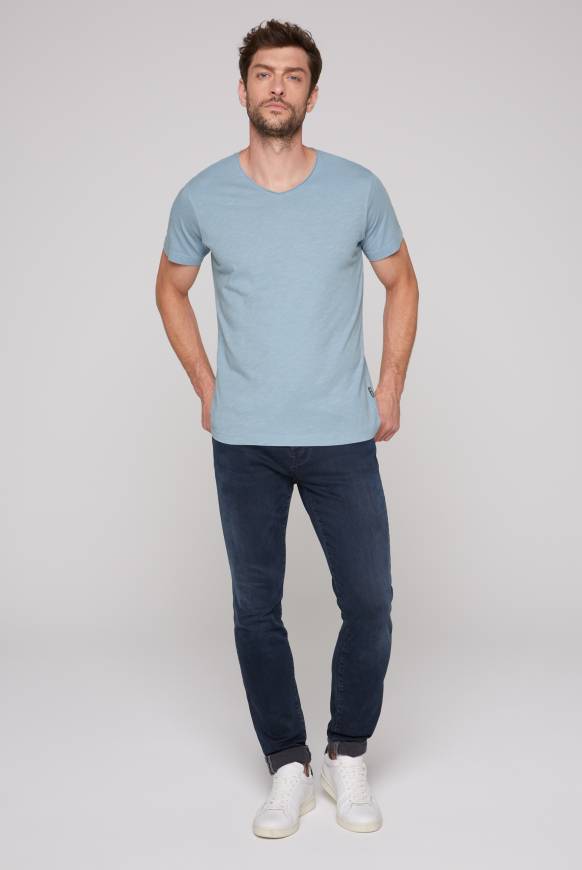 Soccx Basic T-Shirt V-Neck mit Used-Kante new blue Auslauf