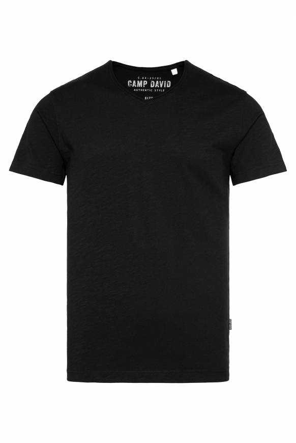 Soccx Basic T-Shirt V-Neck mit Used-Kante black Hotsell