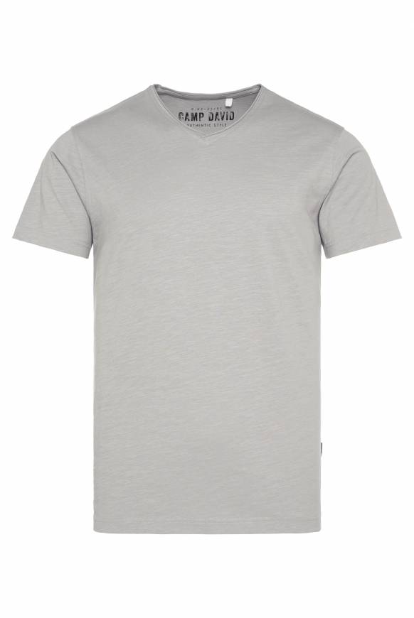 Soccx Basic T-Shirt V-Neck mit Used-Kante polo grey Günstiger Verkauf
