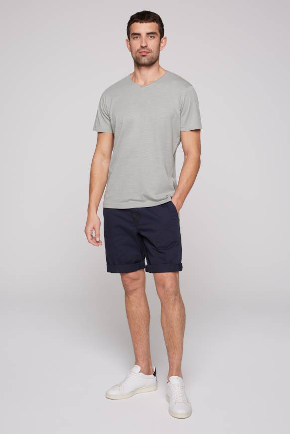 Soccx Basic T-Shirt V-Neck mit Used-Kante polo grey Günstiger Verkauf
