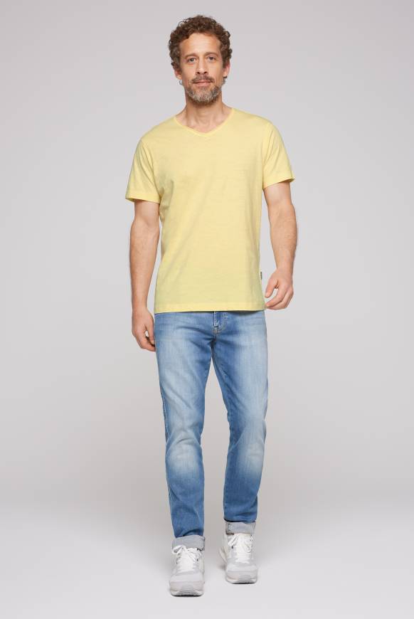 Soccx Basic T-Shirt V-Neck mit Used-Kante sun Meist gekauft