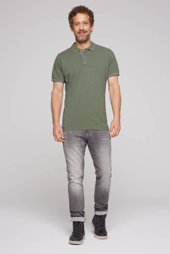 Soccx Basic Pikee-Polo mit Trikotkragen green olive Großer Ausverkauf