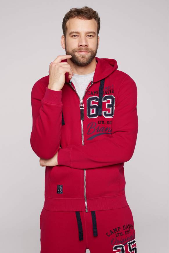 Soccx Kapuzensweatjacke mit Retro-Artwork royal red Vatertagsangebot
