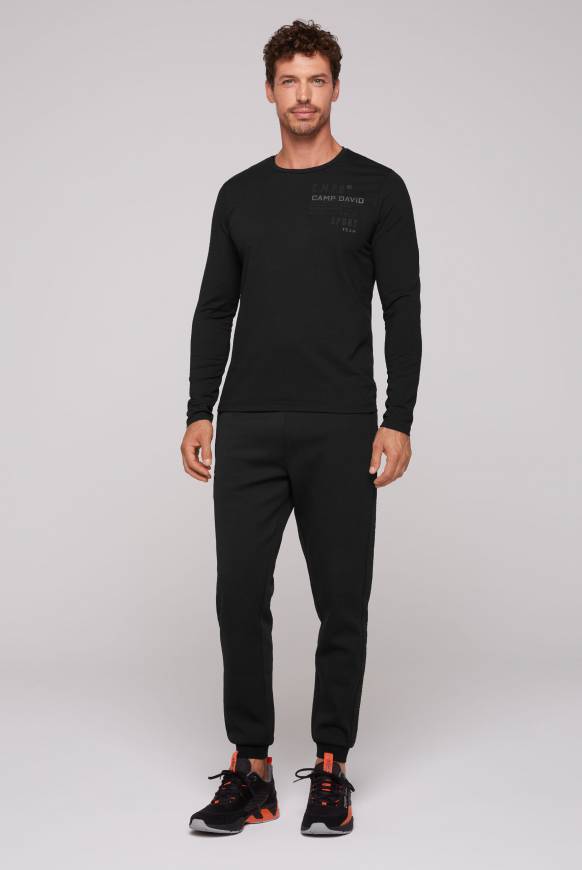 Soccx Langarmshirt mit reflektierendem Rücken-Print black Online Outlet
