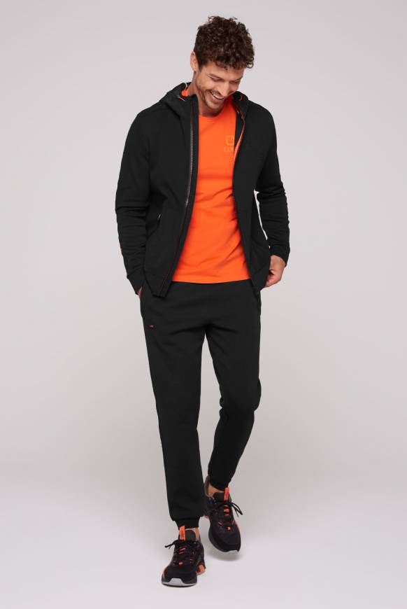 Soccx Kapuzensweatjacke im Materialmix mit Rubber Prints black Neuheiten