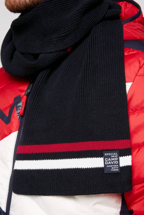 Soccx Rippstrickschal mit Streifen-Details blue navy Kauf eins, bekomm eins gratis