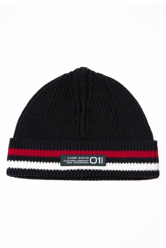 Soccx Rippstrickmütze mit Streifen-Design blue navy Sonderangebote
