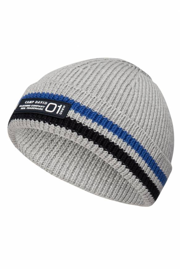 Soccx Rippstrickmütze mit Streifen-Design granite melange Discount Store für neue Produkte