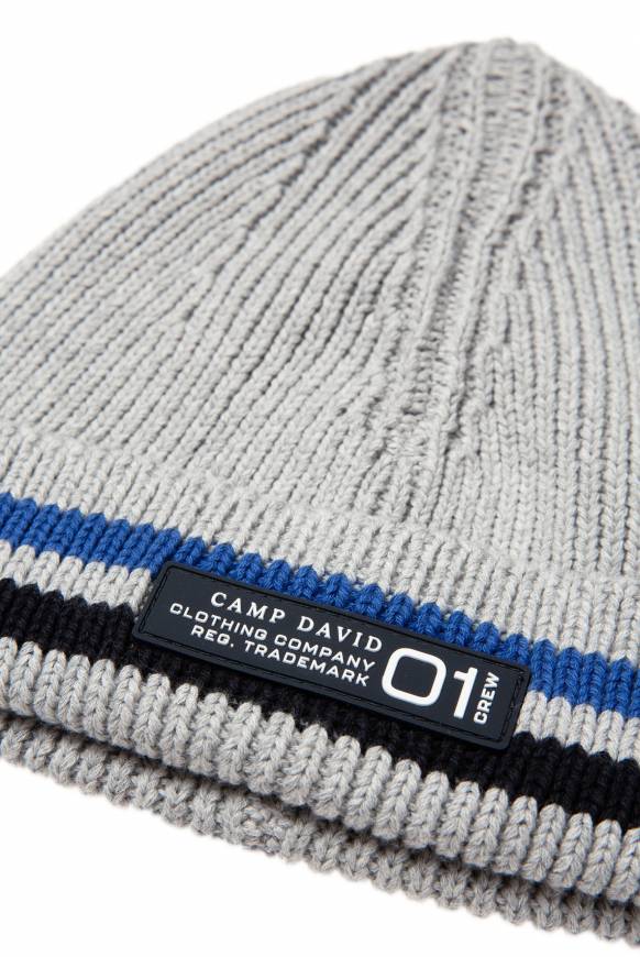 Soccx Rippstrickmütze mit Streifen-Design granite melange Discount Store für neue Produkte