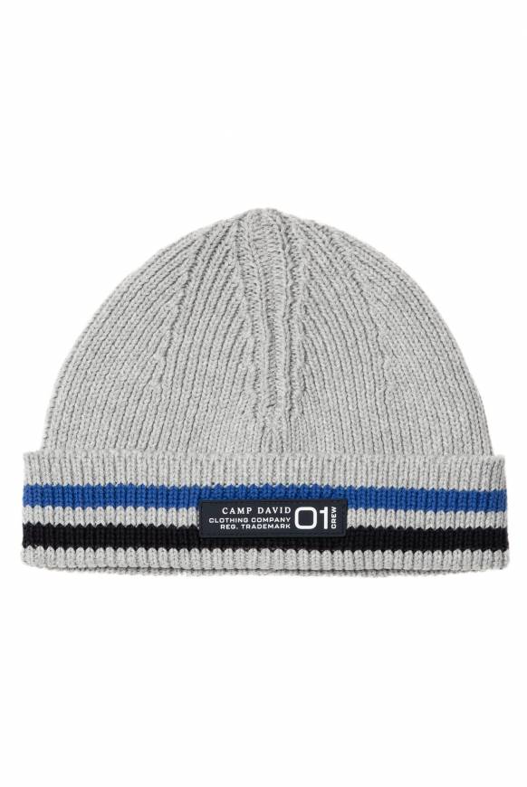Soccx Rippstrickmütze mit Streifen-Design granite melange Discount Store für neue Produkte