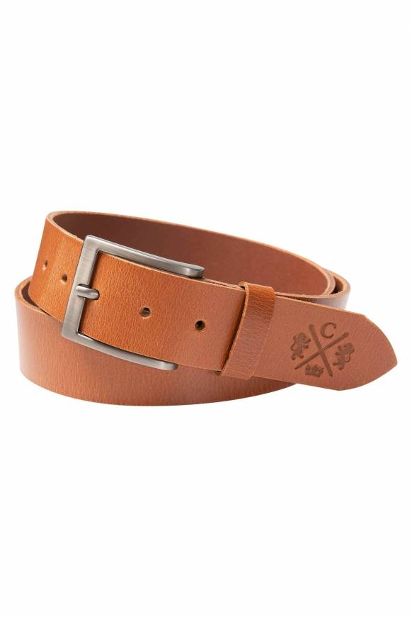 Soccx Ledergürtel mit matter Dornschließe cognac im Angebot