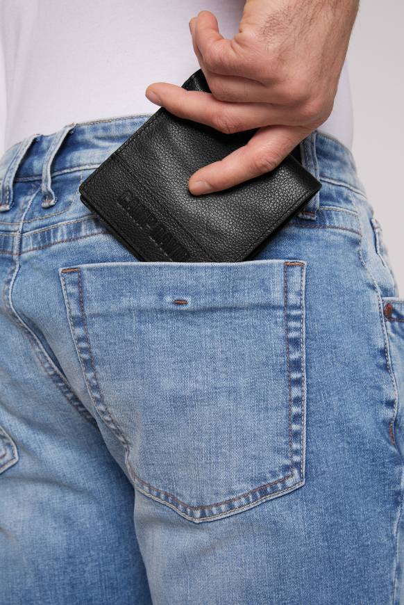 Soccx Klapp-Geldbörse mit Logo-Prägung black Rabatt