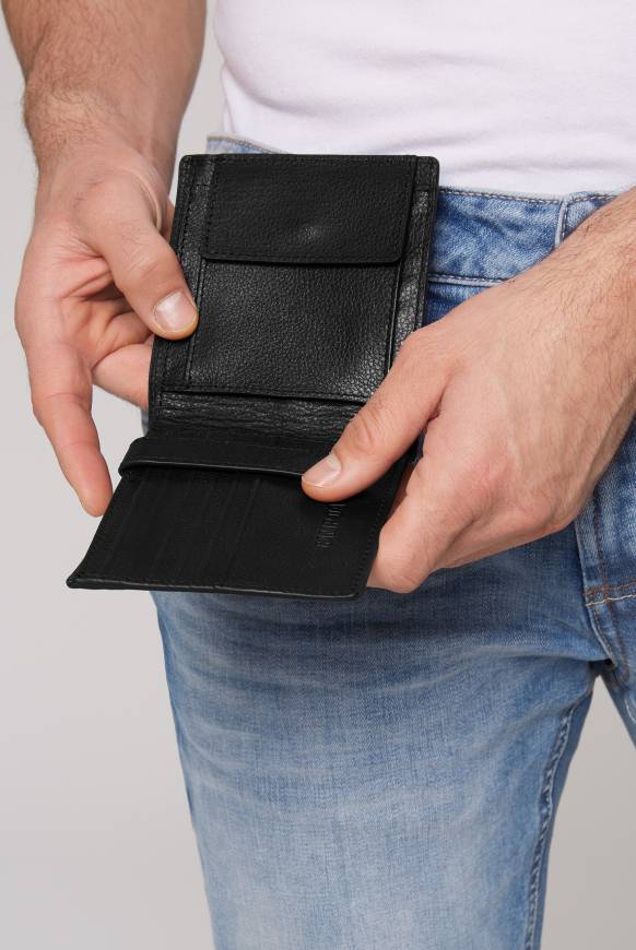 Soccx Klapp-Geldbörse mit Logo-Prägung black Rabatt