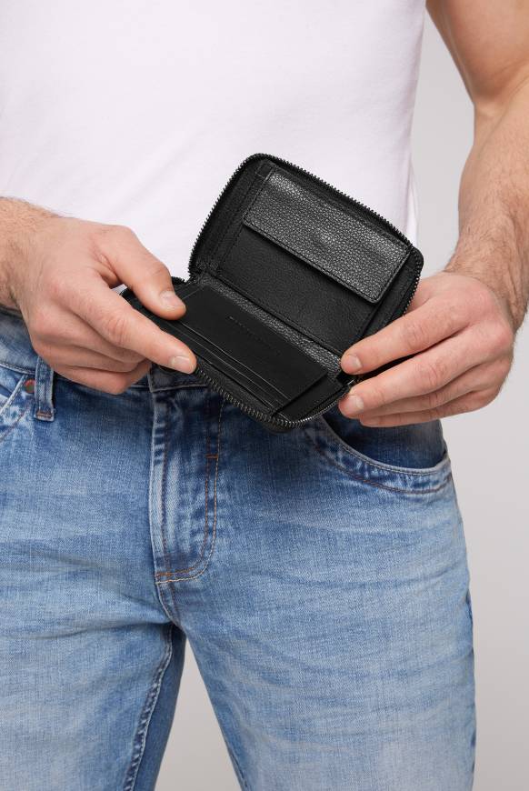 Soccx Geldbörse mit Zipper und Logo-Prägung black Günstig kaufen