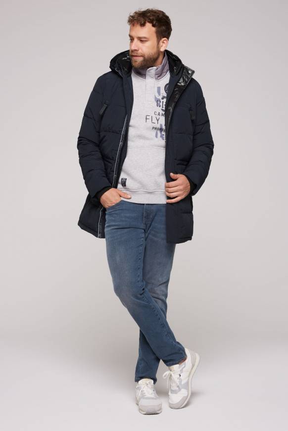 Soccx Stepp-Parka mit Kapuzen-Layering blue navy Im Verkauf