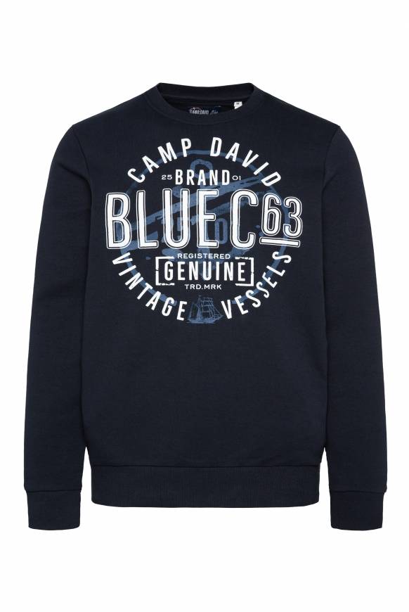 Soccx Sweatshirt mit rundem Label Print blue navy Großer Ausverkauf