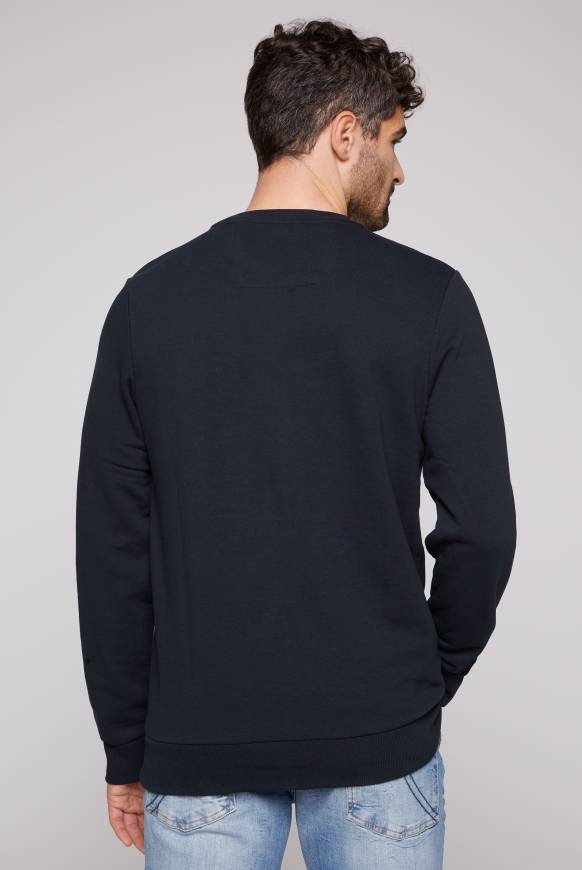 Soccx Sweatshirt mit rundem Label Print blue navy Großer Ausverkauf
