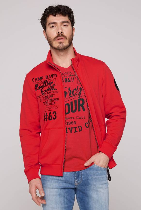 Soccx Sweatjacke mit Print und Stickereien red orange M Flash Sale