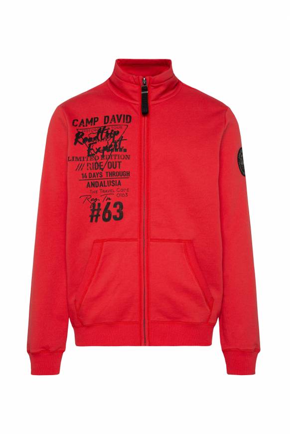 Soccx Sweatjacke mit Print und Stickereien red orange M Flash Sale