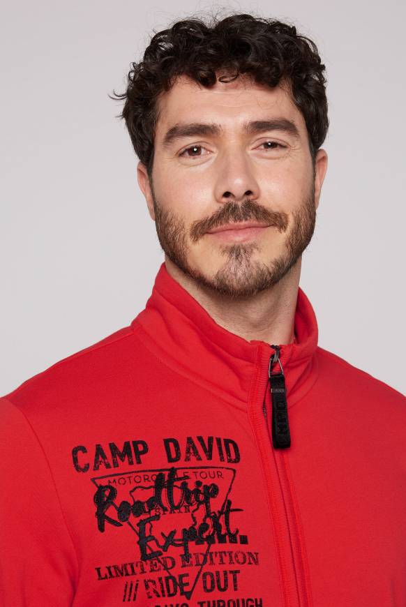 Soccx Sweatjacke mit Print und Stickereien red orange M Flash Sale