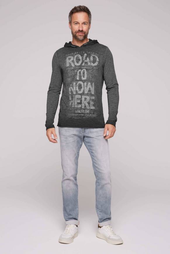 Soccx Langarmshirt mit Kapuze und Vintage Print black Saisonschlussverkauf