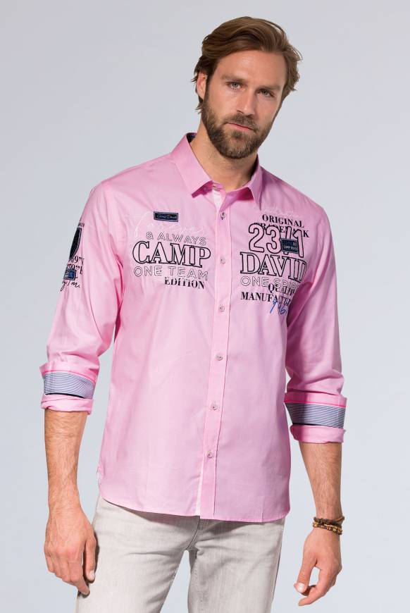 Soccx Hemd mit Dobby-Struktur und Artworks pale pink L Top Angebot