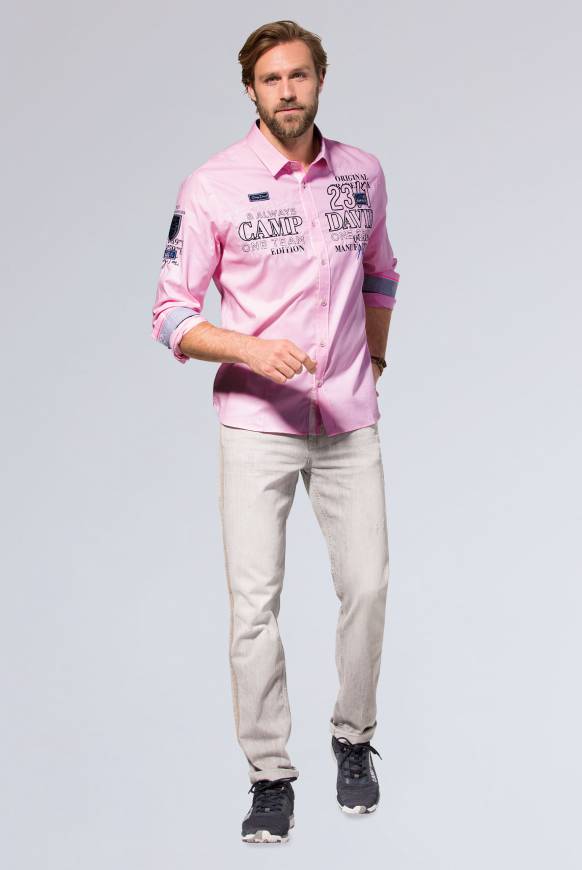 Soccx Hemd mit Dobby-Struktur und Artworks pale pink L Top Angebot