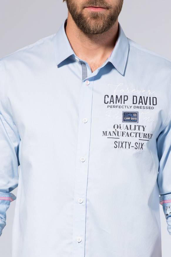 Soccx Hemd mit Webstruktur und Artworks, Regular Fit light blue Online Outlet