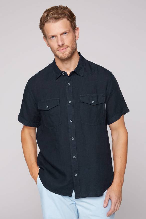 Soccx Leinenhemd mit Klappentaschen blue navy Zeitlich begrenztes Angebot