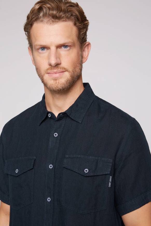 Soccx Leinenhemd mit Klappentaschen blue navy Zeitlich begrenztes Angebot