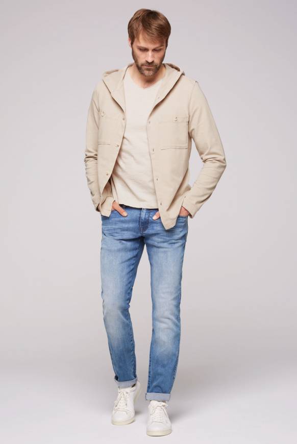 Soccx Overshirt mit Kapuze und Brusttaschen cappuccino Räumungsverkauf