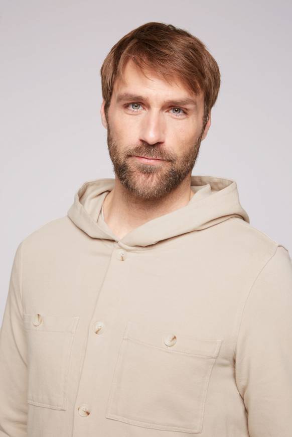 Soccx Overshirt mit Kapuze und Brusttaschen cappuccino Räumungsverkauf