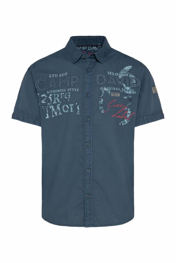 Soccx Leichtes Kurzarmhemd mit Label-Applikationen lazy blue Kauf eins, bekomm eins gratis